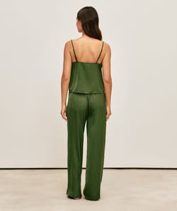 Satin pants;