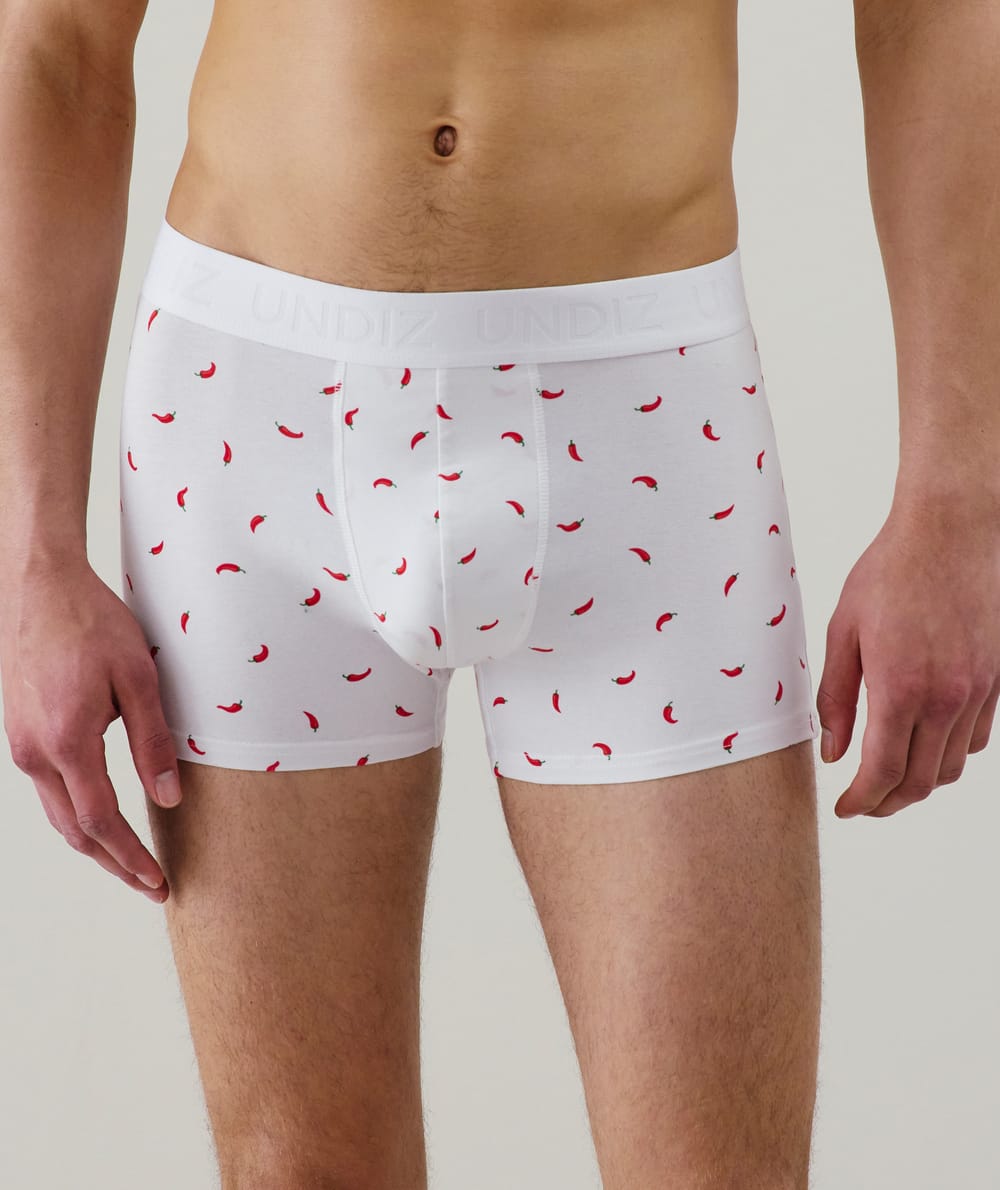Boxer shorts with chili pepper print;
