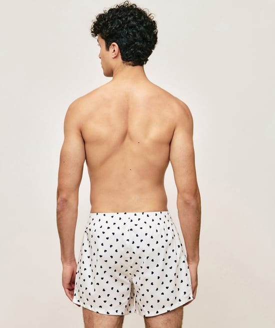 Cotton boxer shorts with heart pattern;