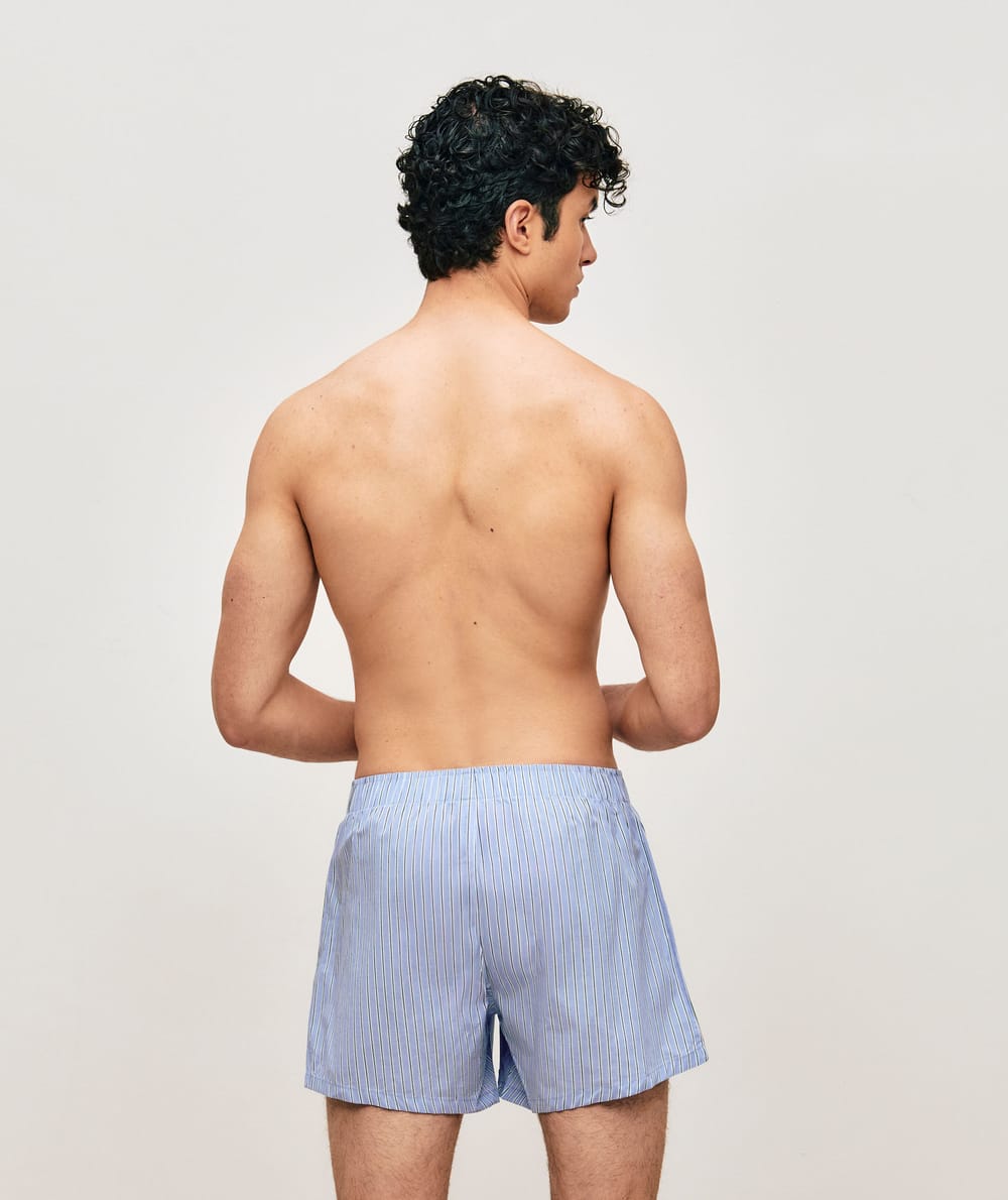 Gestreepte katoenen boxershorts;