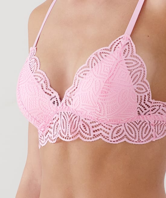 Lace triangle push-up bra;