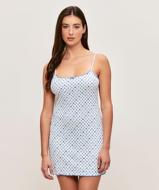 Summer pattern ribbed jersey nightie;
