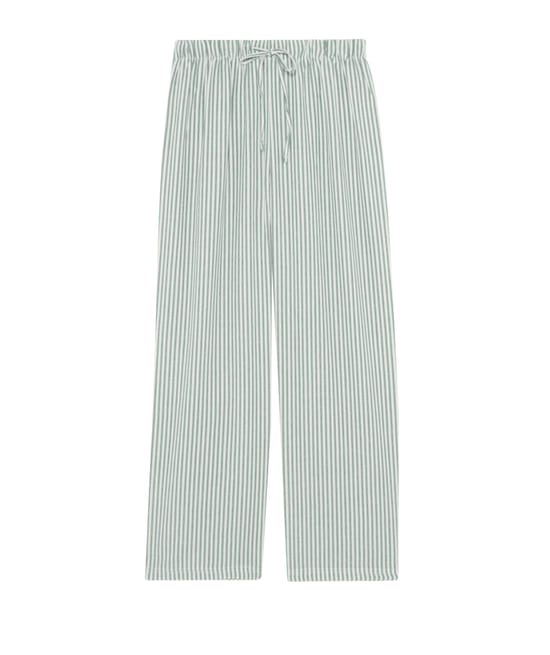 Striped flannel trousers;