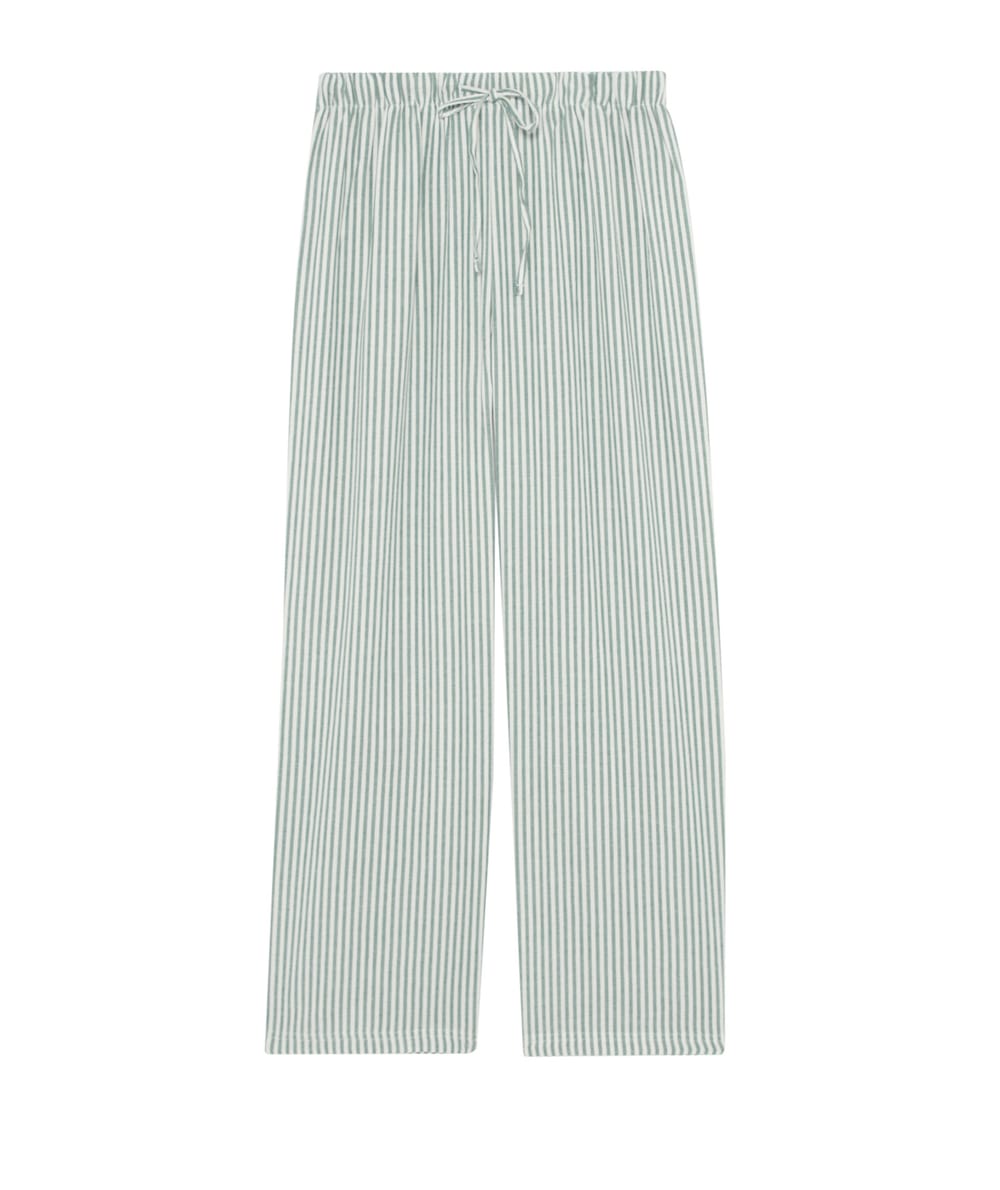 Striped flannel trousers;