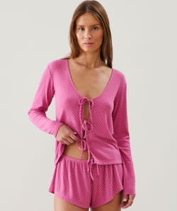Polka dot pointelle jersey Shorts;