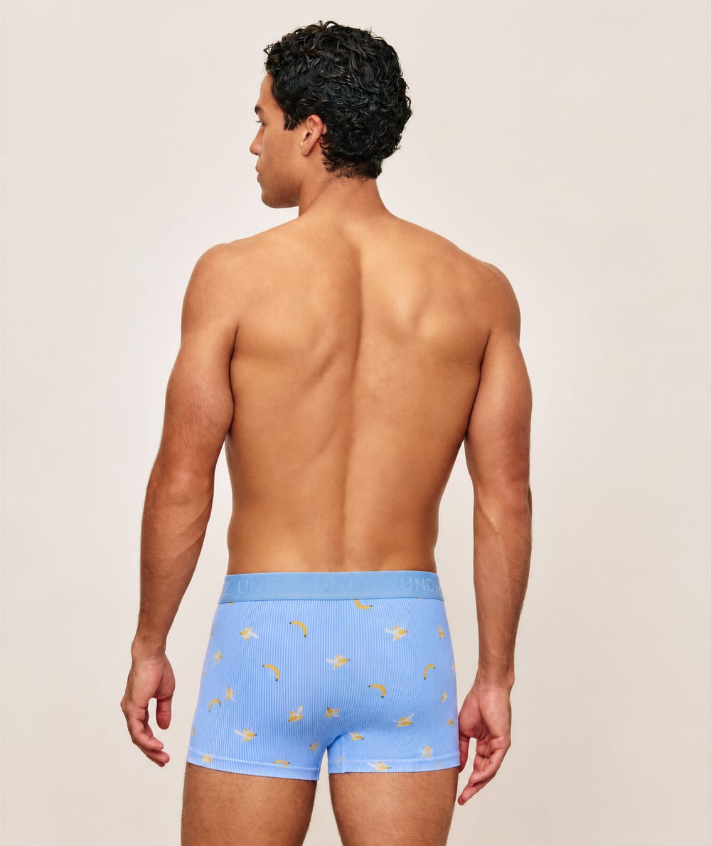 Striped cotton boxer with banana patterns;