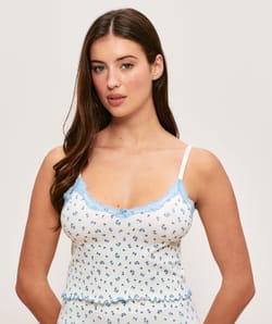 Ribbed seamless camisole with floral pattern;