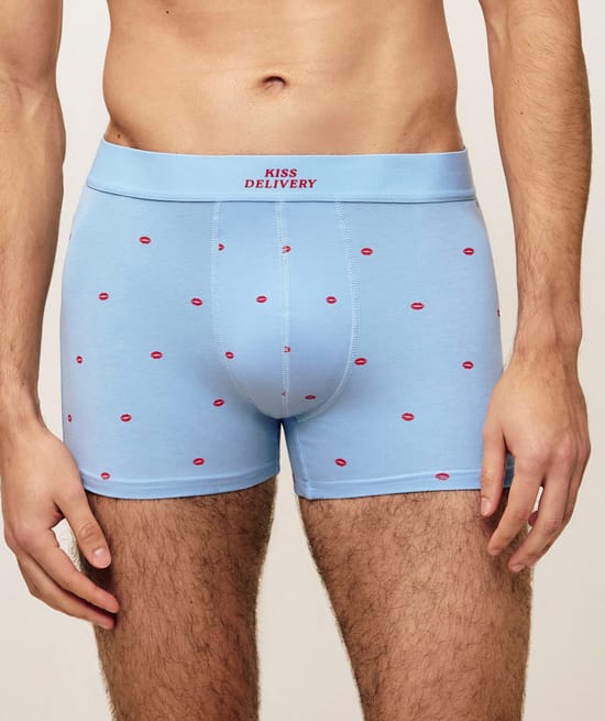 Boxer en coton motifs bouches "Kiss delivery;