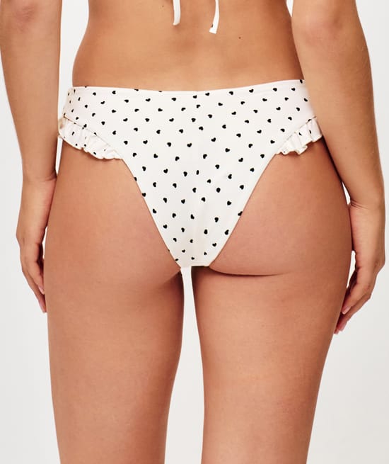 Tanga - Heart print bikini bottoms;