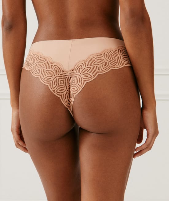 Cheekies in microfibre and lace - nude;