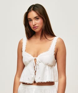 Top cotton tank top with embroidery;