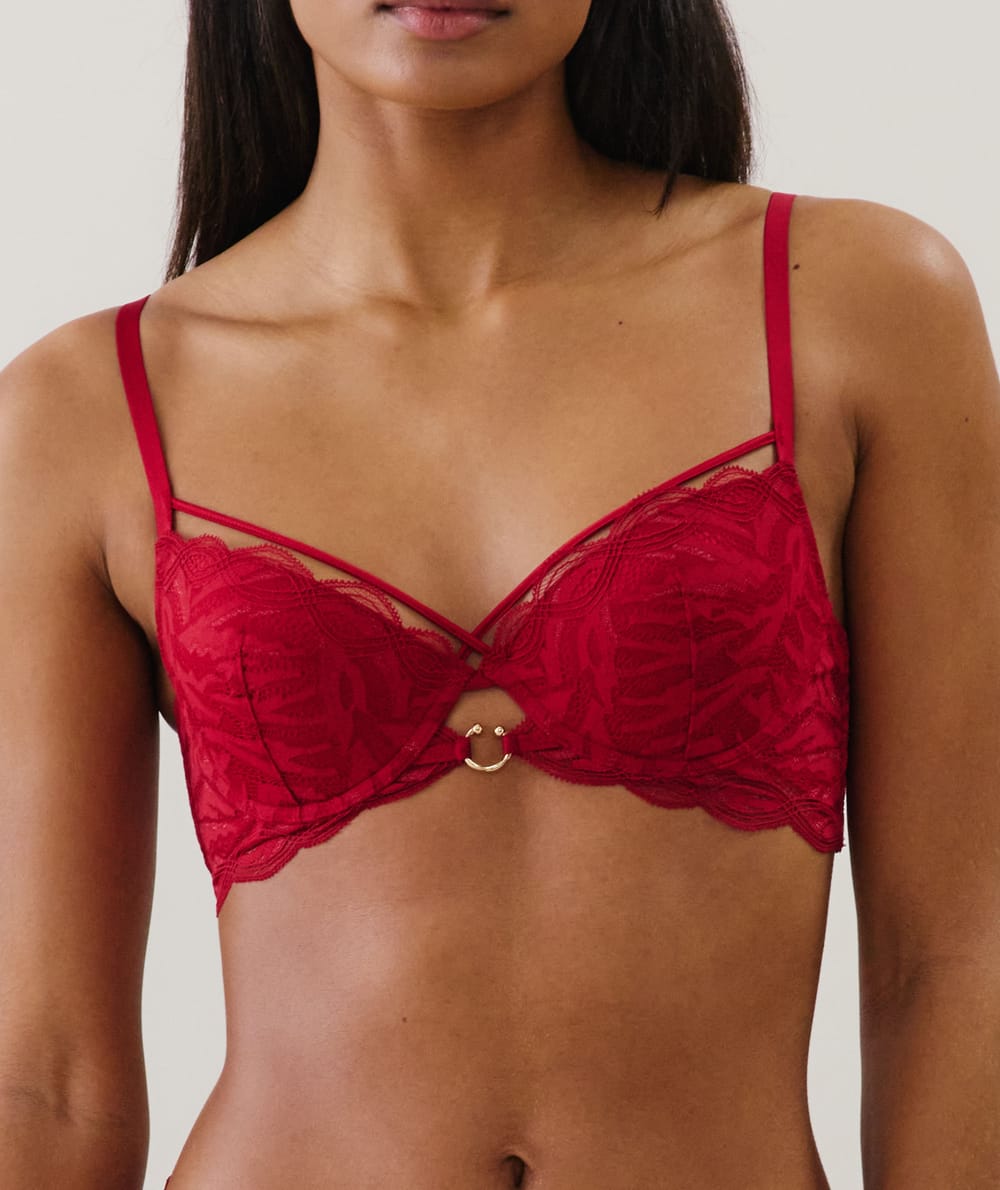 Lace bra - red;