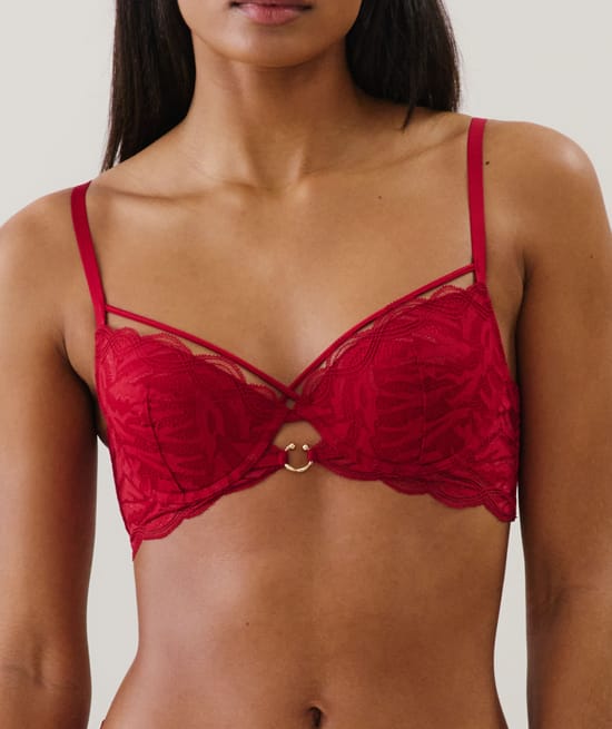 Lace bra - red;