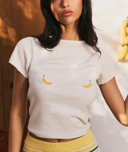 T-shirt en jersey broderies bananes;