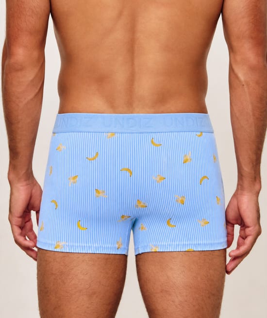 Striped cotton boxer with banana patterns;