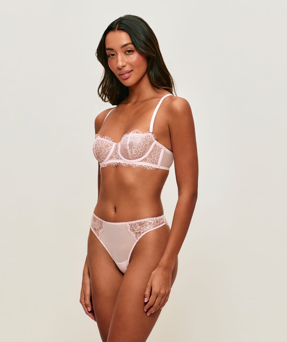Lace balconette bra;