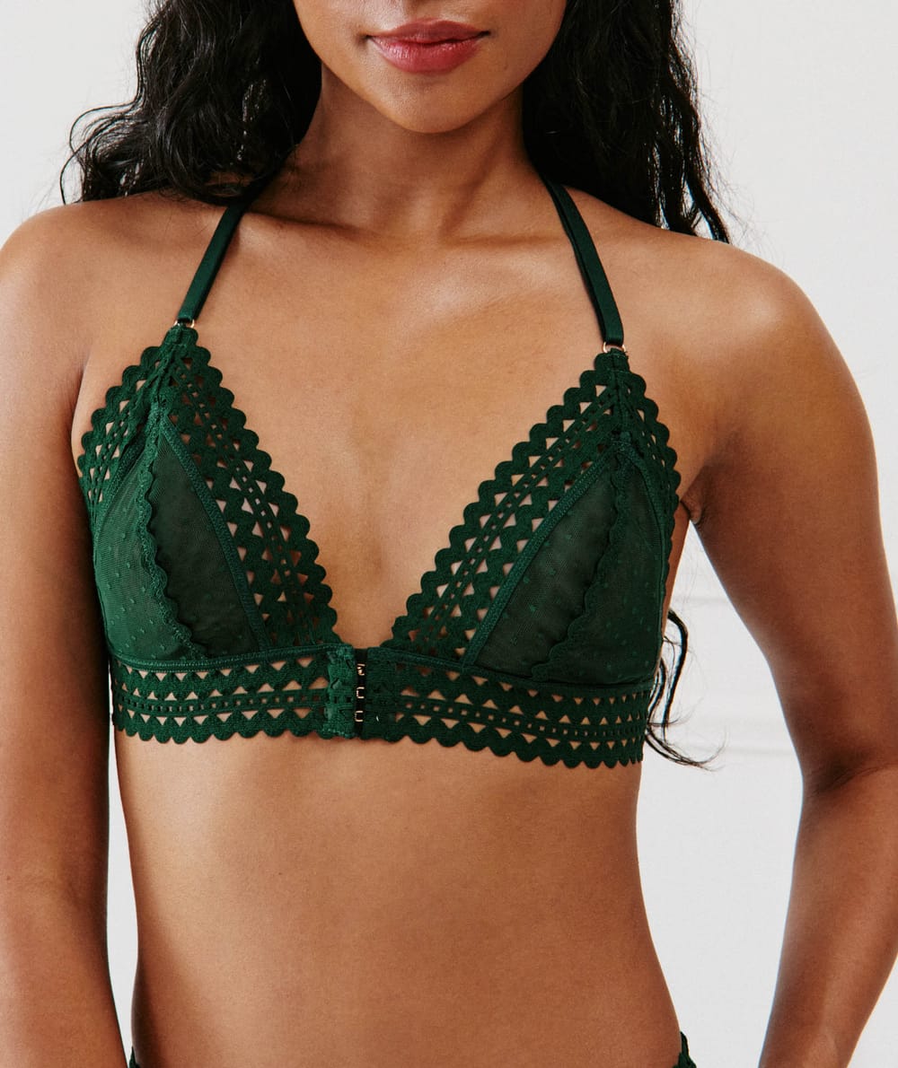 Lace triangle bra;