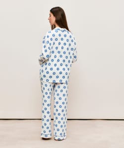 Ribbed jersey trousers with sun pattern;