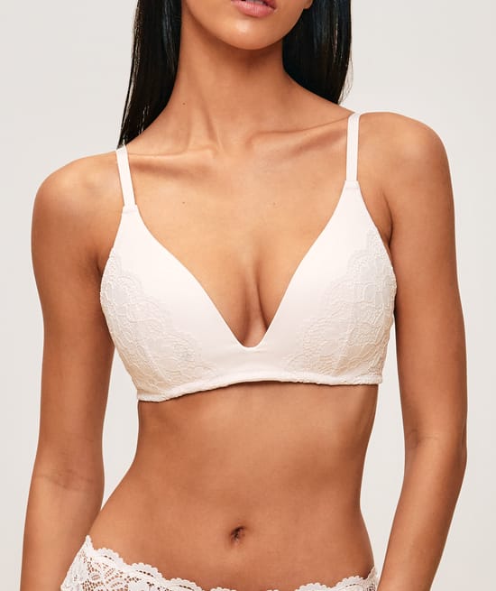 Soutien-gorge push-up en microfibre et dentelle;