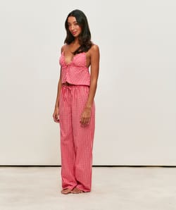 Cotton poplin pants with a gingham pattern;
