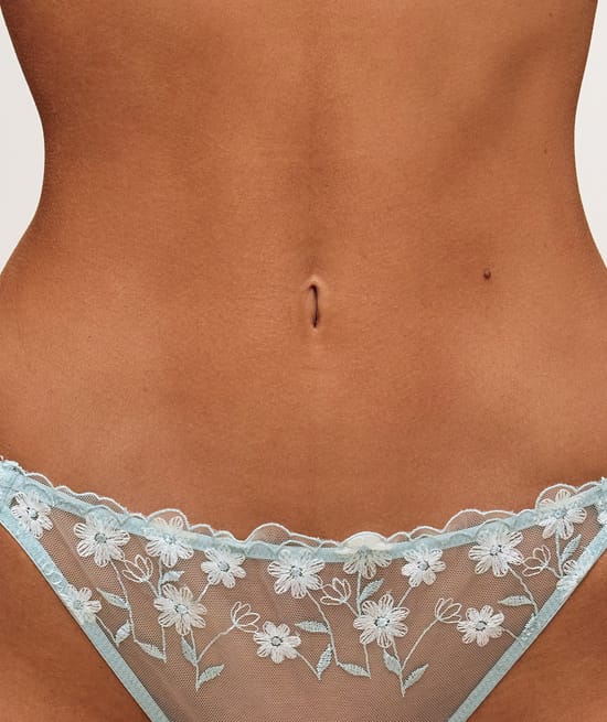 String with floral embroidery;