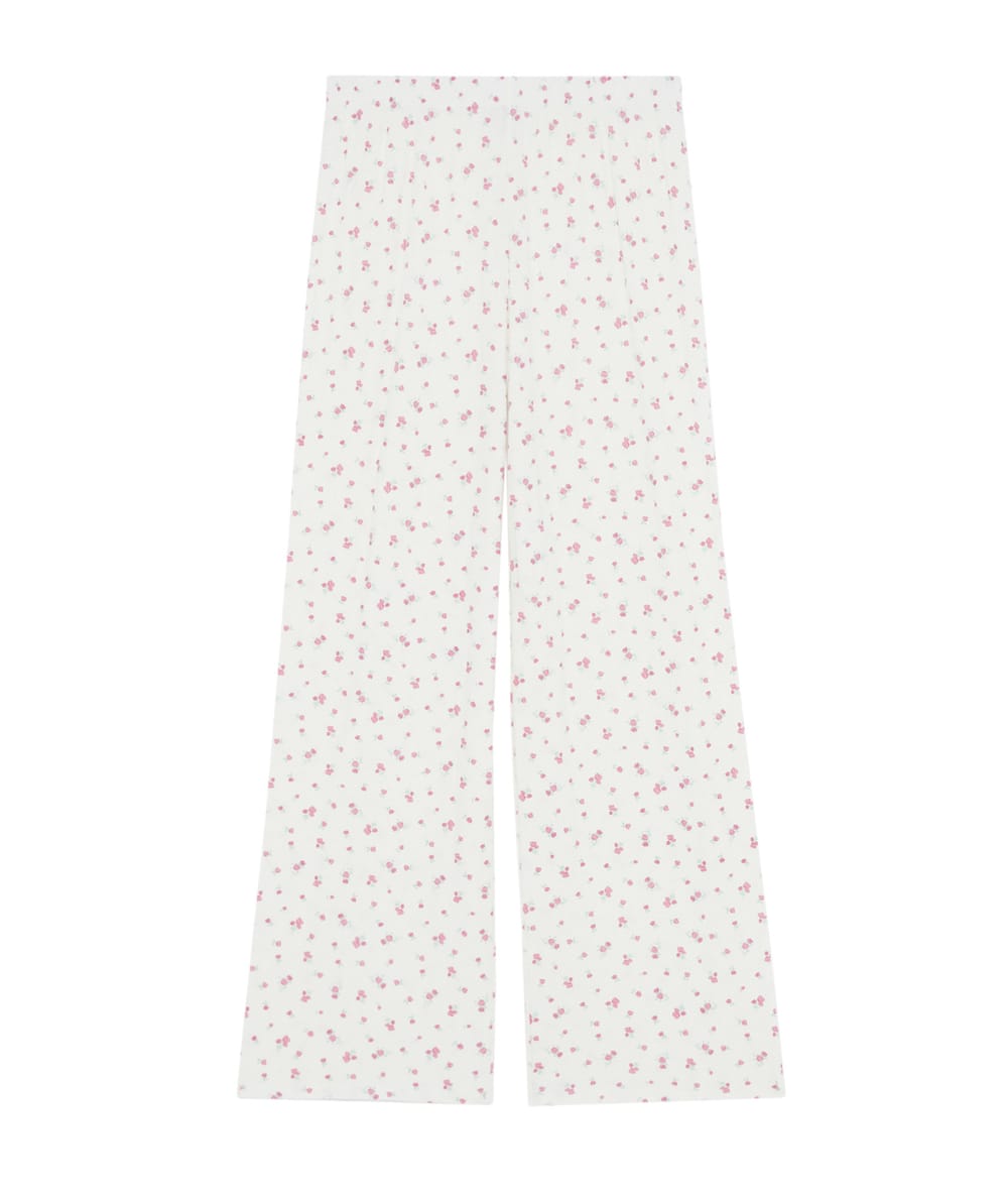 Floral pattern pointelle trousers;