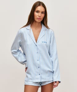 Striped flannel shorts;