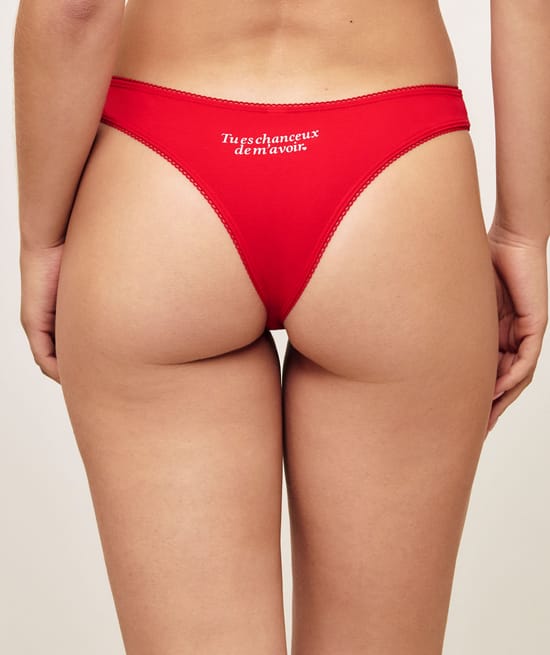 Tanga coton &agrave; message;