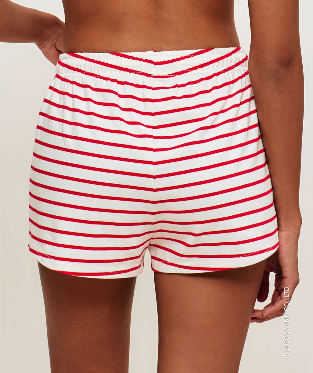 Short striped jersey with Hello Kitty embroidery;