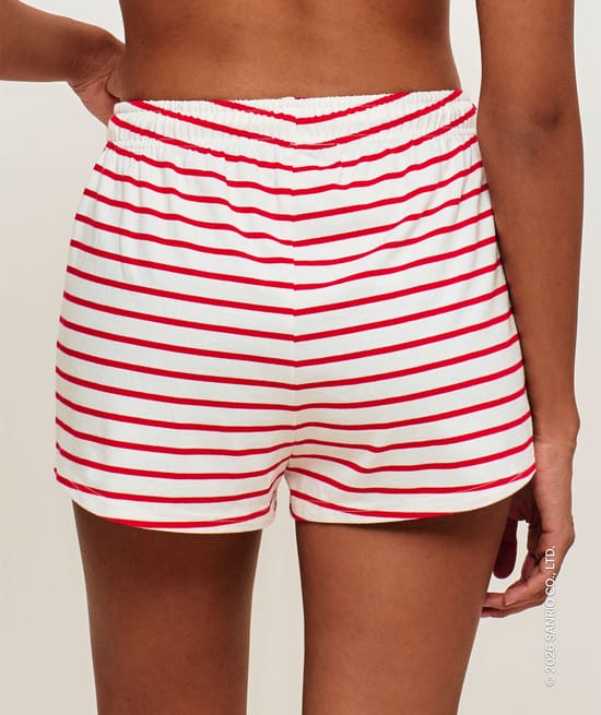 Short striped jersey with Hello Kitty embroidery;