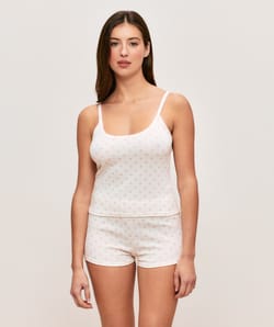 Polka dot jersey shorts;