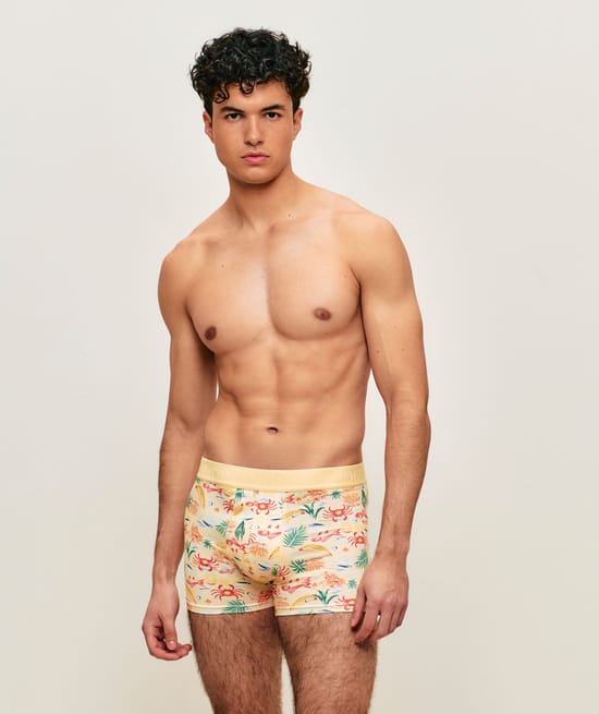 Boxer en microfibre motifs crustac&eacute;s;