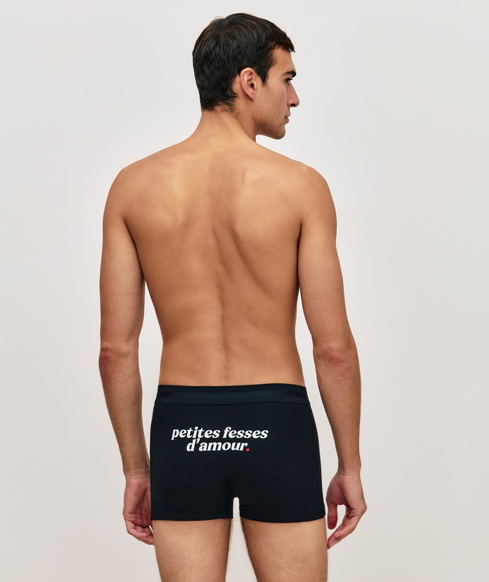 Cotton boxer shorts with message;