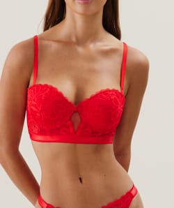 Sujetador bustier push-up de encaje;