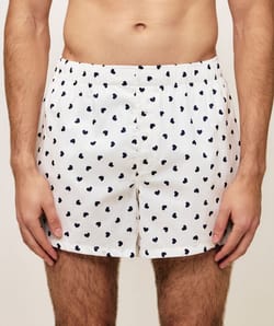Cotton boxer shorts with heart pattern;