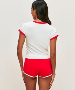 Jersey shorts with Hello Kitty embroidery;