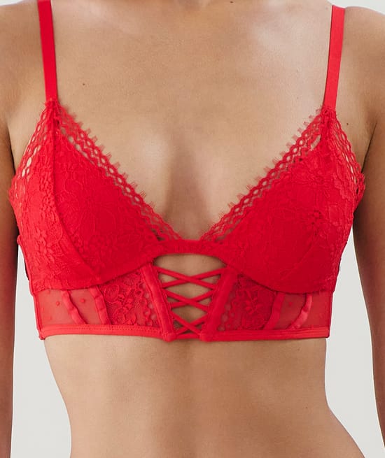 Lace triangle bra;