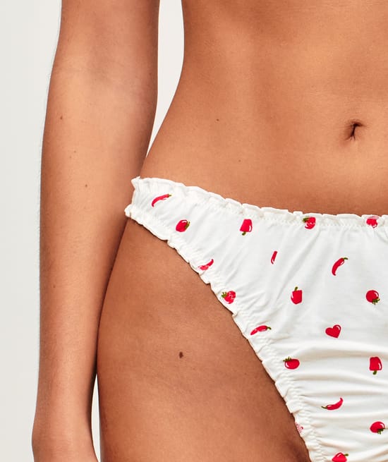 String en coton avec imprim&eacute; fruit&eacute; et c&oelig;urs rouges;