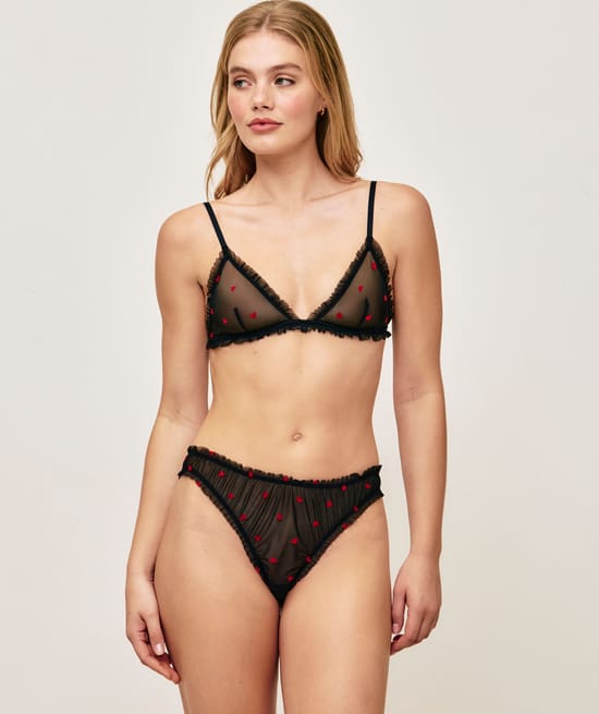 Tanga en tulle motifs c&oelig;urs;