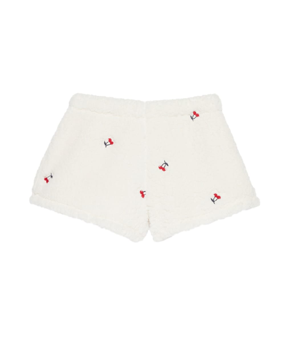 Sherpa shorts with cherry embroidery;