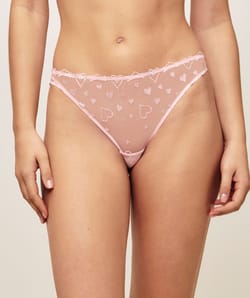 Tulle thong with embroidery;