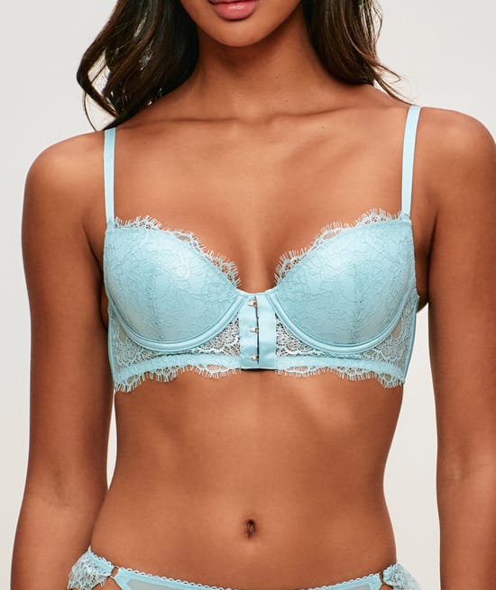 Iridescent floral lace push-up bra;