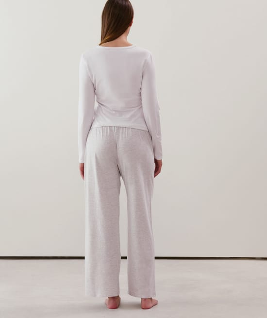 Top en jersey blanc cassé;