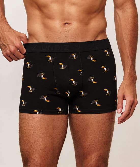 Printed cotton boxer with toucans;