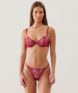 Lace and embroidery thong;