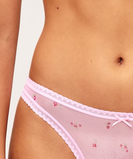 Tanga imprim&eacute; fleurs en mesh;