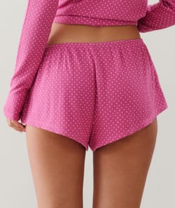 Polka dot pointelle jersey Shorts;
