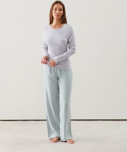 Striped flannel trousers;