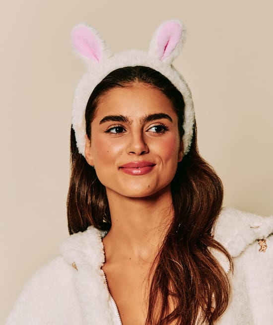 Fleece headband with rabbit ears;