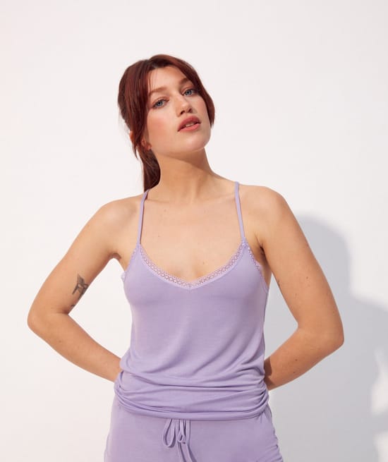 Top with straps and lace;